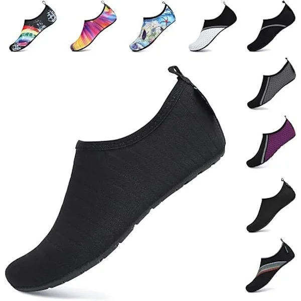 Beach Shoes for Men and Women, Unisex Water Shoes Aqua Socks Quick-Dry Swim and Water Beach Bathing Shoes, Black, 36-37EU