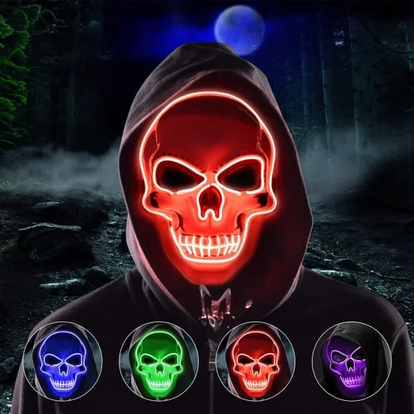 IC Purge Maske, Halloween Maske, LED Skræmmende maske i mørket, Halloween