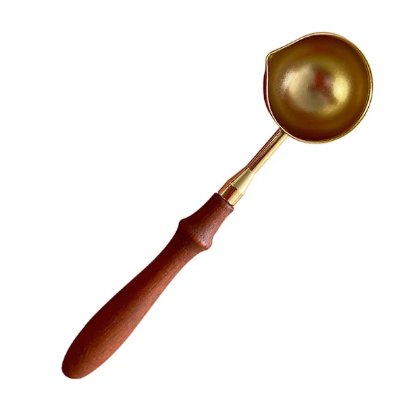 Vaxsmältningssked Utsökt Retro Kompakt Bärbar Vaxförseglingsstämpel Smältsked med Trähandtag Guld