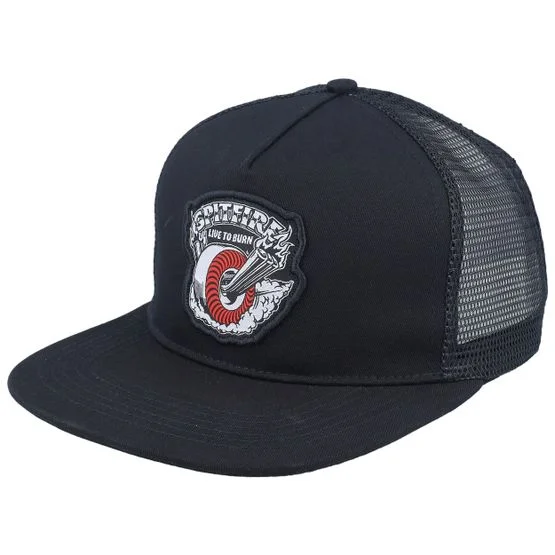 Spitfire - Burnout Black/White/Red Trucker Snapback Trucker Black Cap - @ Hatstore