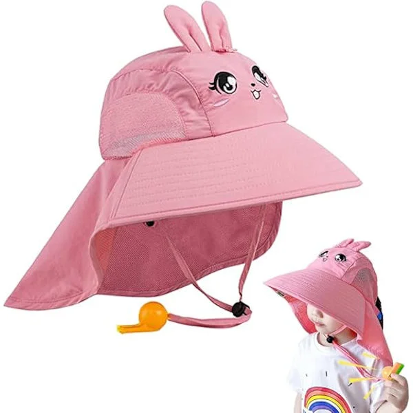Barn solhatt, rosa prinsessa [kanin] barn UV-skydd hatt, barn strandhatt, barn solhatt, barn strandhatt, barn UV-skydd hatt