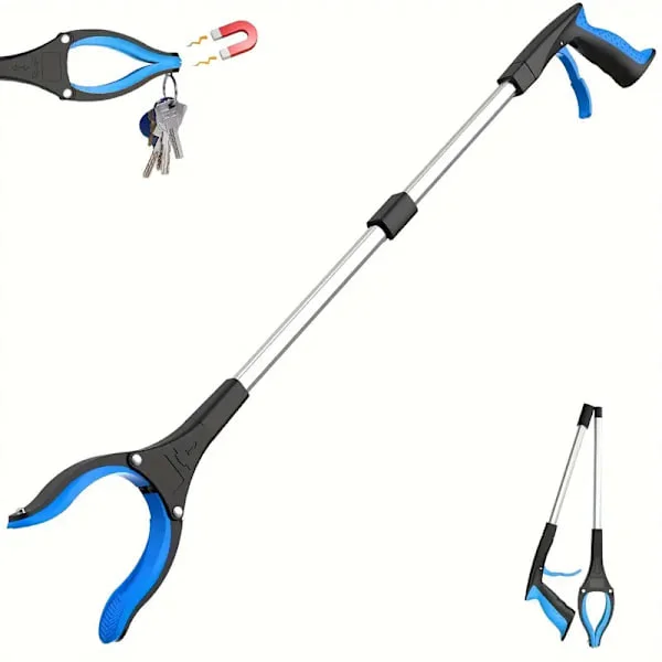 Søppelplukker, KY-Tech 81 cm søppelplukker Kompatibel med voksne, sammenleggbar plukker med magnet, hjelpende hånd Kompatibel med funksjonshemmede Blå
