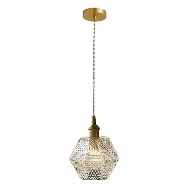 Modern kopparglaspendellampa - Ytmonterad, E27-sockel, justerbar kabel för matsal, café, köksö