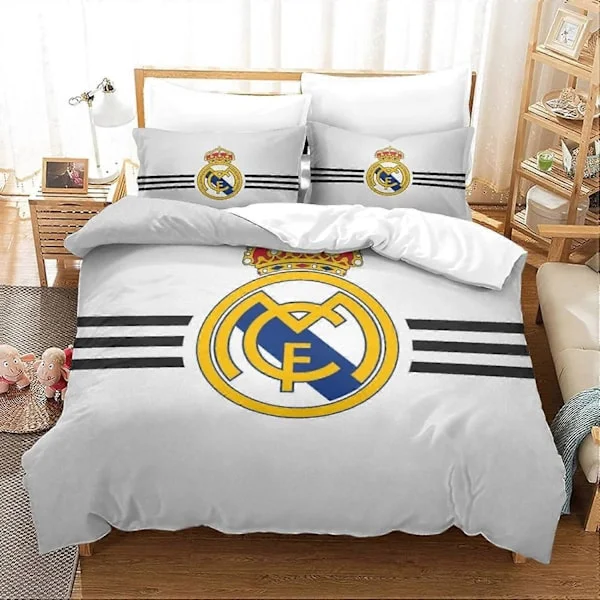 Børne Dynebetræk Sæt D Tryk Real Madrid Dynebetræk Sæt med Lynlås til Berømte Fodboldhold Børn 135*200 CM Enkelt135x200cm