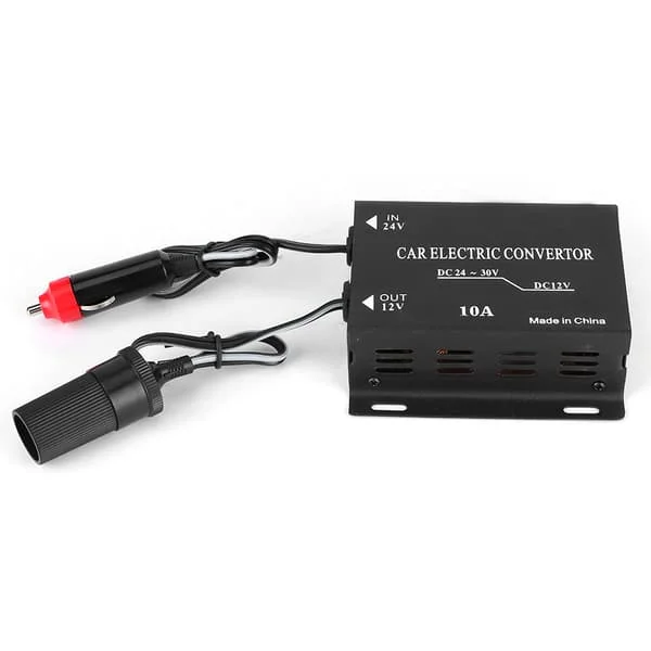 10A 24V - 12V Jännitteenalennin Auton Virtalähde Muuntaja Yleismallinen Matkailuautoon Kuorma-autoon Jahtiin