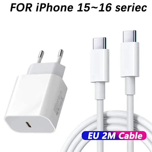 [KK]30W PD Hurtigladende USB C-lader kompatibel med iPhone 16 15 14 8 7 Plus 13 12 11 Pro XS Max XR XS X USB Type C-ladekabeltilbehør