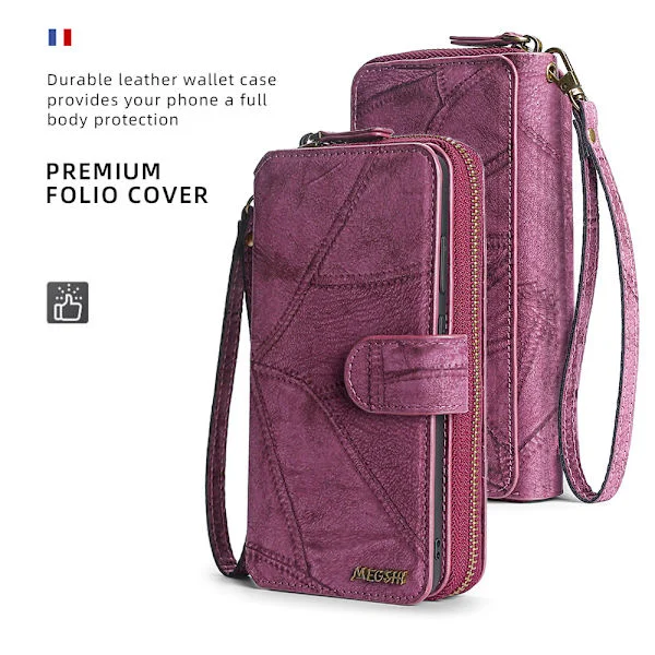 Luxury Leather Wallet Case for iPhone 16 Pro Max, iPhone 16, Plus, Pro – Card Holder with Magnetic Closure Burgundy Burgundy iPhone16