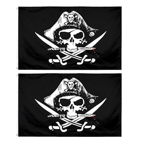 2025 2stk Halloween Dekorativ Flagg Piratkranie Festival Flagg Kreativt Trykt Vimpel for Hjemmefest