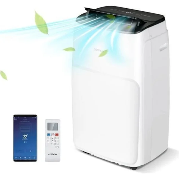 COSTWAY Mobil luftkonditionering 12000BTU APP Värme 25? 3,5KW R290 6 i 1 klass A Tyst, fläkt, avfuktare nattläge