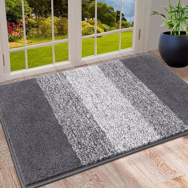 Dørmatte Indendørs, Maskinvaskbar Blød Dørmatte, Snavsopsamler Dørmatte, Superabsorberende Indgangsmåtte (50 X 80 cm, Grå)