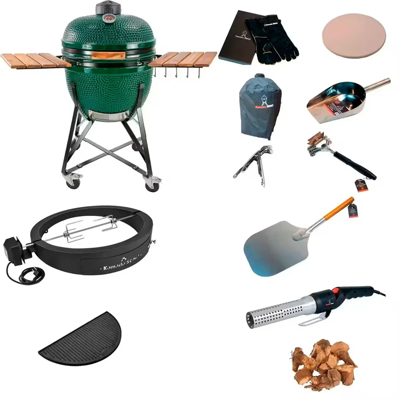 Kamado sumo Deluxepaket, grön kolgrill | Utematlagning > Grillar > Kamadogrillar | Bagaren och Kocken