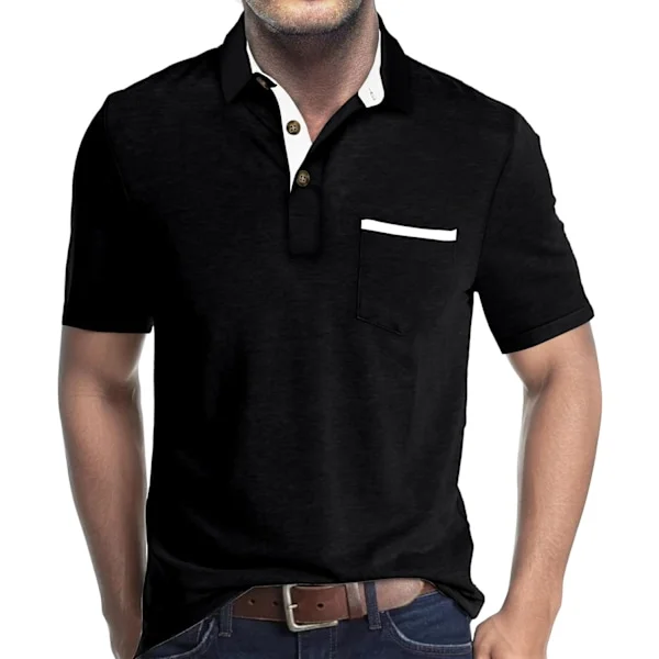 Herre langærmet polo skjorter med lomme Casual golf skjorter