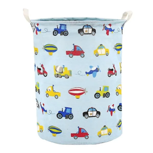 Tvättkorg Stor Canvas Tvättkorg Vattentätt Tyg Cylindrisk Tvättkorg Förvaringskorg Med Handtag, Dekorativ Och Praktisk För Barn