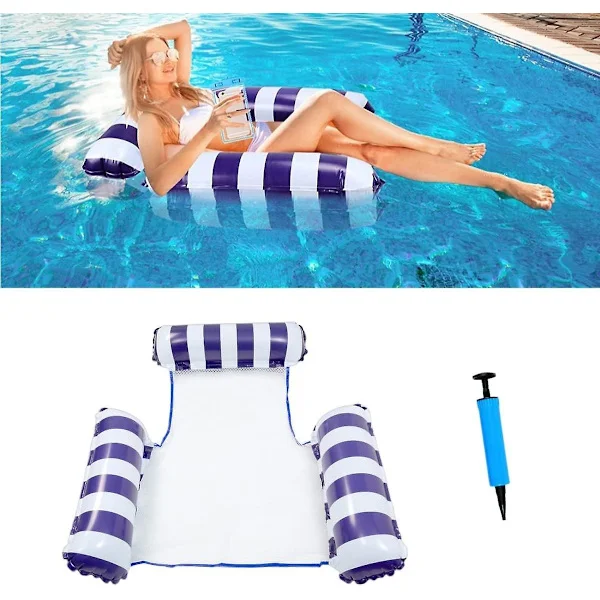 Flytande loungestol, uppblåsbar hängmatta för pool 4-i-1 flytande loungestol, flytande hängmatta, uppblåsbar madrass, flytande säng för vatten