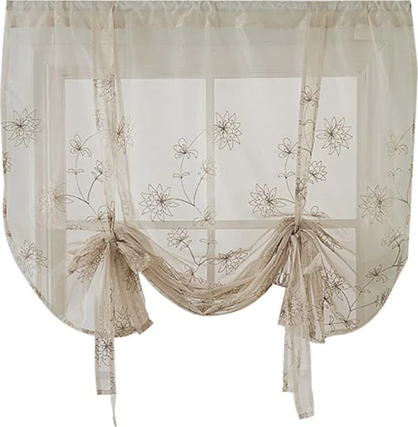 Polyester Curtains with Floral Pattern, Short and Draping for Home Decor-yux