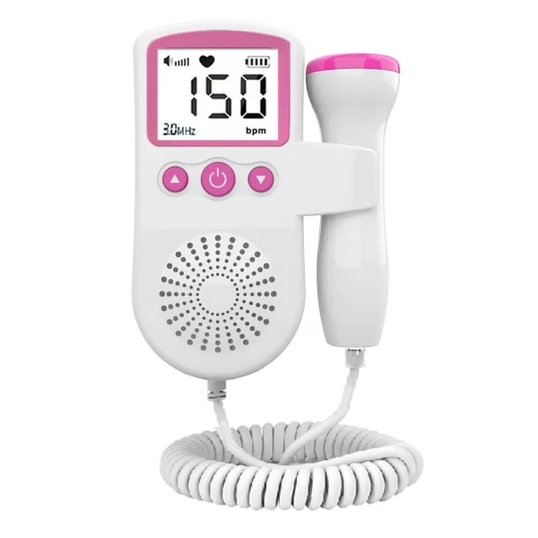 (Specialerbjudanden!) Rosa Hem Fetal Doppler, Baby Pocket Hjärtfrekvens Doppler Hjärtmonitor för Graviditet och Tydligt Test