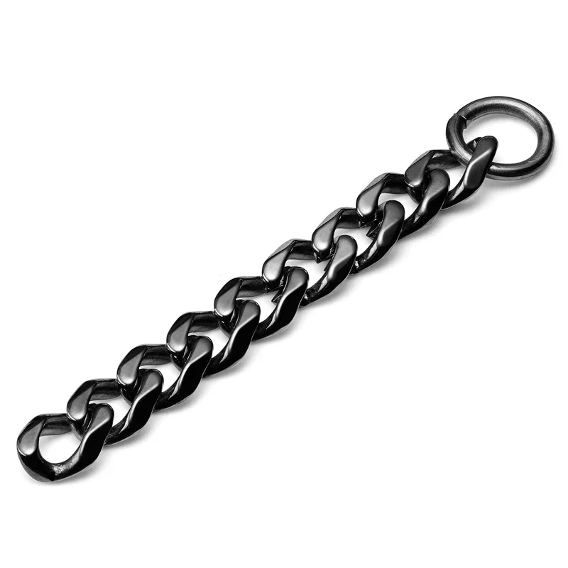 Black Steel Chain Charm for Men - Charm Hoop Earrings