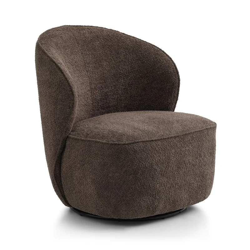 Theo Sessel, Drehfunktion, Braun, Modernes Design, 81cm, Gemütlicher Polstersessel, Drehbarer Wohnzimmersessel, Einfarbig, Komfortabler Sessel.