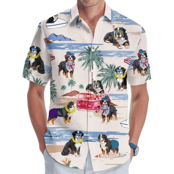 Herr Hawaiian Skjortor Casual Kortärmad Skjorta Tryckt Strand Tropisk Skjorta