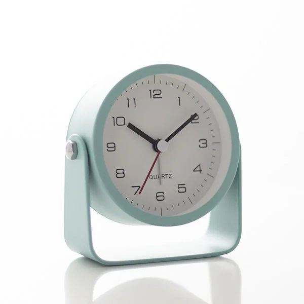 Silent Analog Alarm Clock with Night Light - Cute Metal Clock with Adjustable Angle for Travel, Nightstand, Bedroom