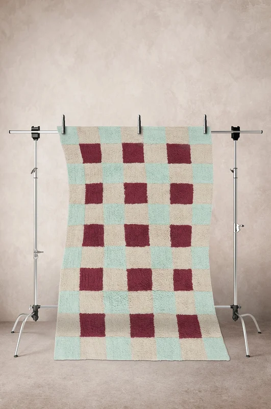 Jotex - Katoenen Vloerkleed 170x240 Cm Natuurwit/rood/mint Natuurwit/rood/mint - BURDIS - Koop Katoenen vloerkleed bij Jotex
