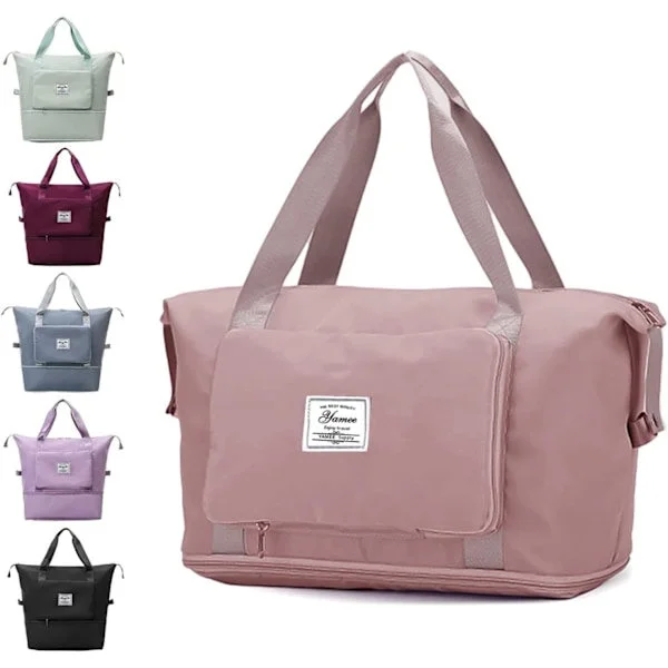 Large Foldable Travel Bag, Lightweight and Waterproof Cabin Bag with Fixed Strap, Dry and Wet Separation, Foldable Travel Bag