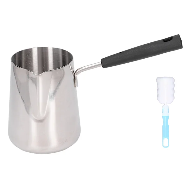Turkish Coffee Pot 600ml Stainless Steel Glossy Surface High Temperature Resistant Easy to Clean Butter Warmer