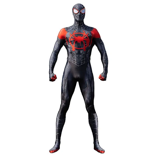 Miles Morales Spiderman Costume Mask Spider Man Miles Morales Cosplay Jumpsuit Body Halloween kostymer för Aldult Kids -a