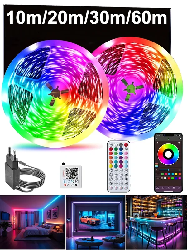 AliExpress - RGB Led Streifen Lichter Musik Sync APP Steuerung Led Zimmer Lichter 10m 20m 30m 40m 60m Led Band Flexible Band Luces Led Zimmer