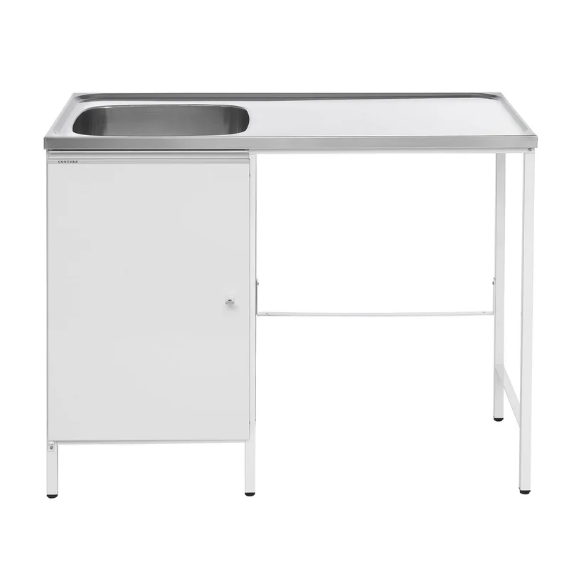 Contura CAB 12 Tvättbänk vit, med plats för tvättmaskin Vänster, Tvättstuga