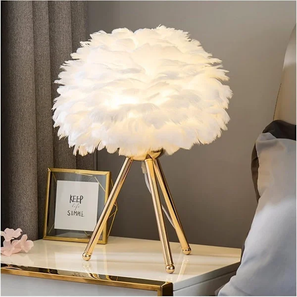 Table Lamp LED Feather Modern Bedside Lamp Dimmable Light Decoration Office Bedroom G