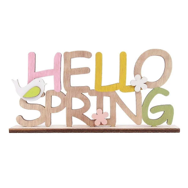 1 stk. Påske Engelsk Bokstaver Dekor Tre Engelsk Bokstaver Håndverk HELLO SPRING Bokstaver Design Håndverk Kreativ Enkel Påske Bokstaver 
