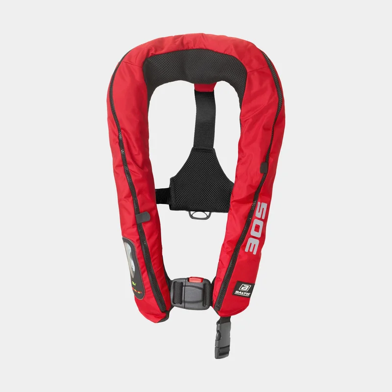 Oppustelig redningsvest Baltic Legend 305N, manuel, rød + kulsyrepatron 60 gram, 40 - 150 kg