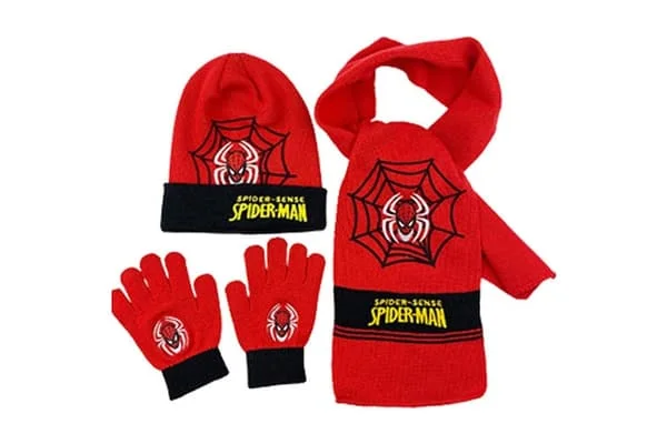 Barn Pojkar Flickor Spider-Man Vinter Varm Mössa Halsduk Handskar Set