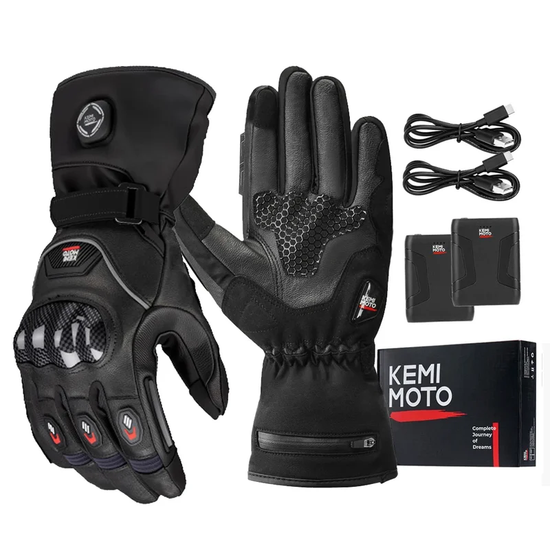 AliExpress - KEMITOUR Leer Verwarmde Motorhandschoenen CE 2KP Winter Waterdicht Touchscreen Ski Camping Moto Verwarmde Handschoenen Batterij Motor