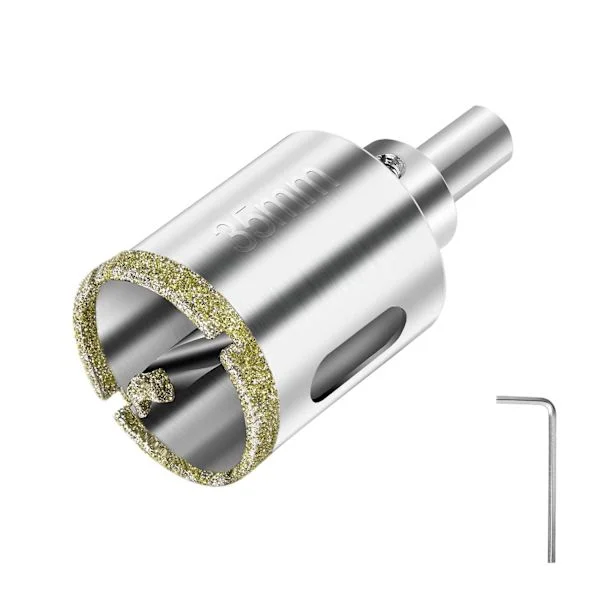 Hullsag og kjernebor, 35 mm diamant hullsag, diamantbor med sentralføring, flishullsag med diamantoverflatebelegg for kutting av glass, fliser