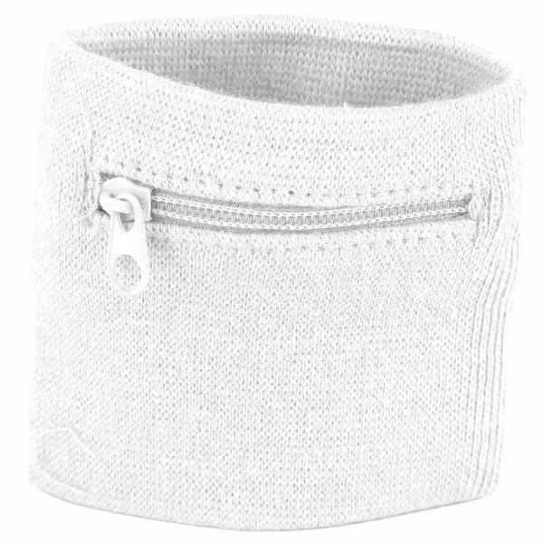 Unisex Armbånd Mønt Nøgler Opbevaring Lynlåslomme Sport Håndleds Pung Gym Løb Hvid