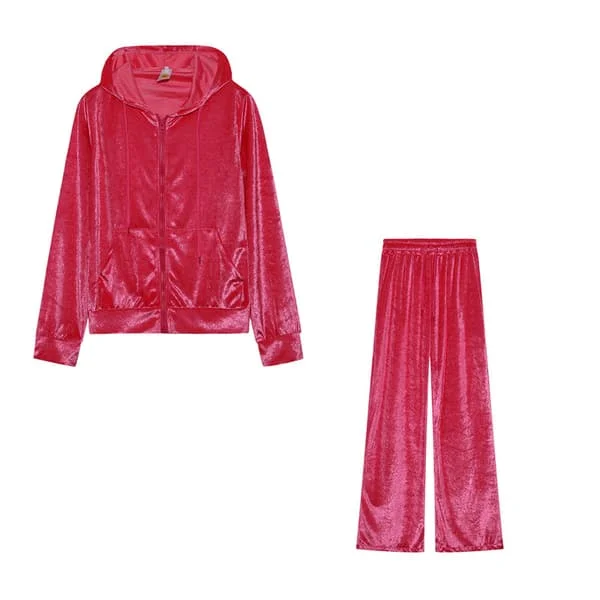 Naisten sametti Juicy verryttelypuku Couture verryttelypuku kaksiosainen setti ruusunpunainen ruusunpunainen