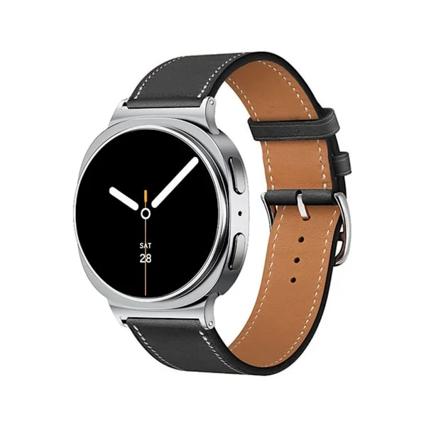 Syntetisk læder urrem kompatibel med Samsung Galaxy Watch 8 og Galaxy Watch 8 Classic, pin-spænde, længde 21.5cm bredde 2cm, hudvenlig, anti-slip Blac