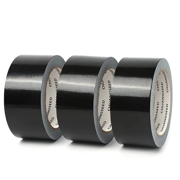 3-pakning Svart Lerretstape 220 Mikron x 50 mm x 20 m, Svart Tape, Amerikansk Forseglingstape, Kraftig Tape, Bred Svart Kraftig Tape (BT)