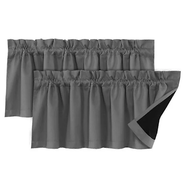 2 stk. Gardiner Kappa Lystett Moderne Elegant Ensfarget Svart Belegg Stue Soverom Vindusdekor Hjemmeinnredning KAESI