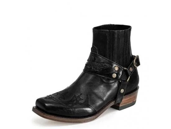 Western Boots for Menn Vintage Broderte Boots Svart Black
