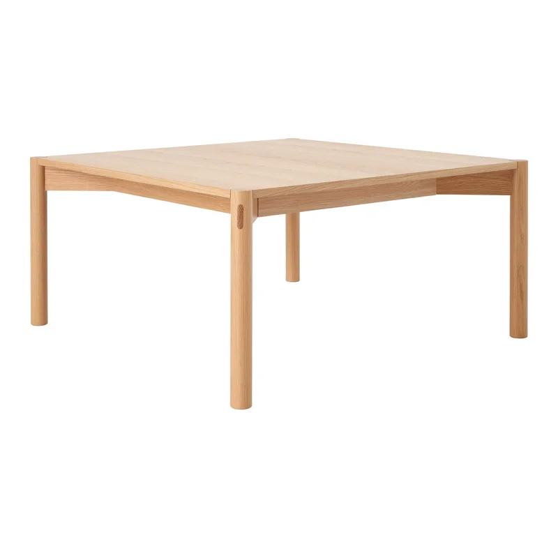 Elegant Struktur Sofabord i Lyst Træ, 90x90x45cm - Firkantet Lak Sofabord med Egefinér og Massivt Egetræ - Perfekt til Stuen