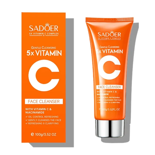 5X Vitamin C Facial Cleanser 100g Niacinamide & Hyaluronic Acid, Gentle Pore Refining Daily Wash for Oily and Dull Skin, Clear, Oil Balancing.