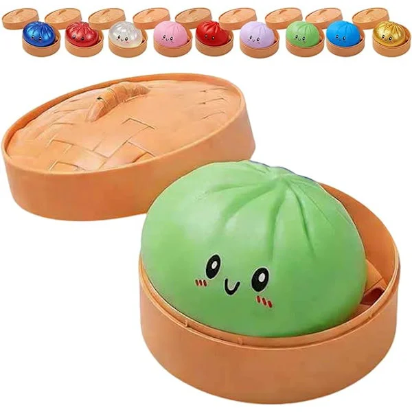 Glitter Dumpling, Glitter Dumpling Squishy with Box, Dumpling Sensory Squeeze Toy for Stress Relief
