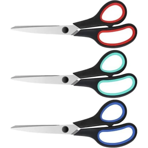 Pakke med 8-tommer rustfri stål sakse med ultraskarpe blade og komfortable greb, sakse, allround sakse [GKS]