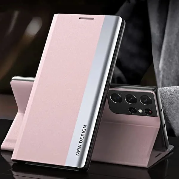 Lyxigt Läder Flip Fodral För Samsung Galaxy S25 S24 S23 S22 S21 S20 Ultra Plus S25 Edge S23 S21 S24 FE Note 20 Ultra Ställ