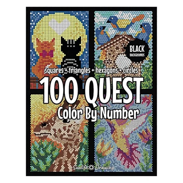 100 QUEST Nummer Målarbok - Portabel och Enkel Målarbok för Vuxna, Perfekt Gåva