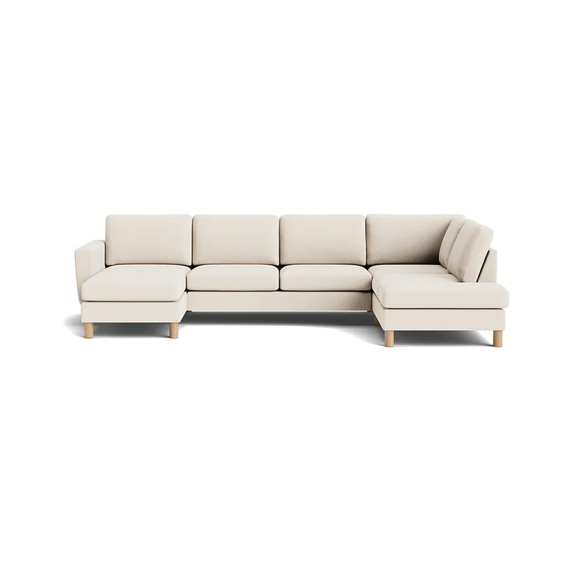 Haven U-sofa, venstrevendt, Loop Creme - Stor U-sofa med koldskum, 327x206x86cm - Komfortabel familie sofa i høj kvalitet - Perfekt til afslapning