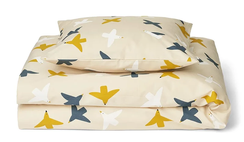 LIEWOOD Juniorsengetøj i Økologsk Bomuld Birds Sea Shell 100 x 140 cm, Tøj & Bolig, Sengetøj, Sengetøj Til Børn